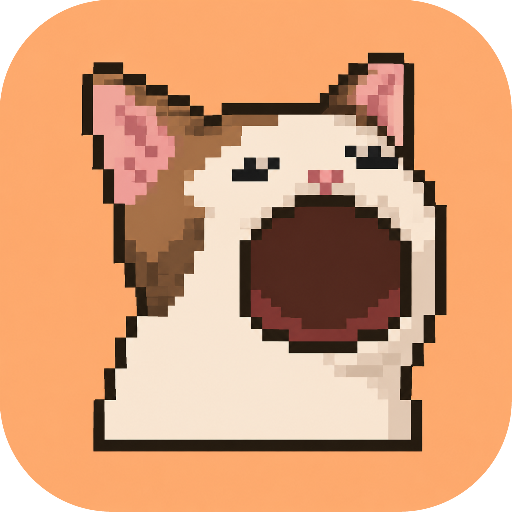 Pawcessor app icon: a yawning pixel cat on apricot