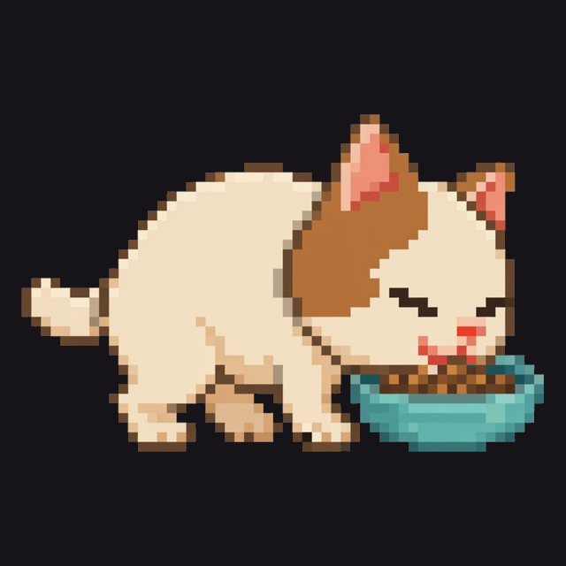 Cat eating from a food bowl